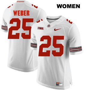 Women's NCAA Ohio State Buckeyes Mike Weber #25 College Stitched Authentic Nike White Football Jersey LI20X38KS